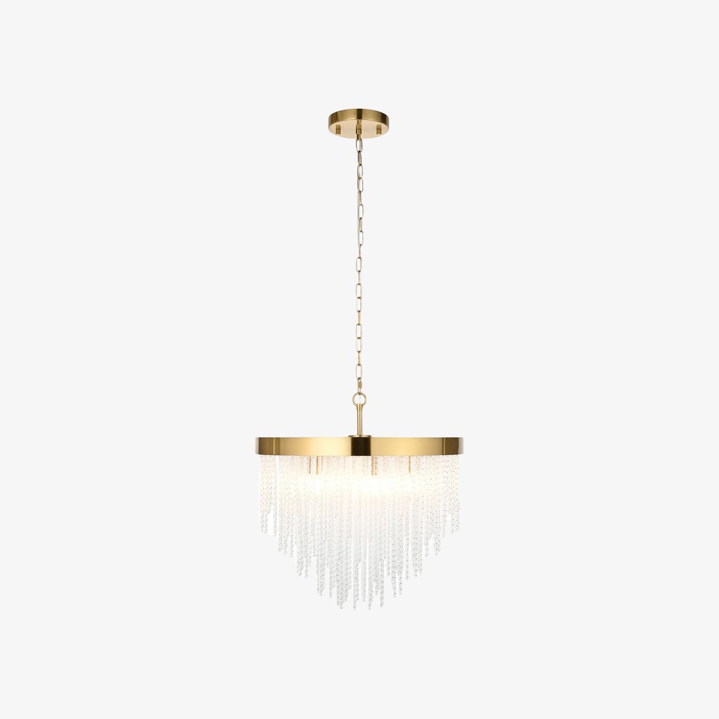 Cavara Multi-Tier Glass Rod Chandelier - Tiered Brass Pendant for Dining and Entry K1850
