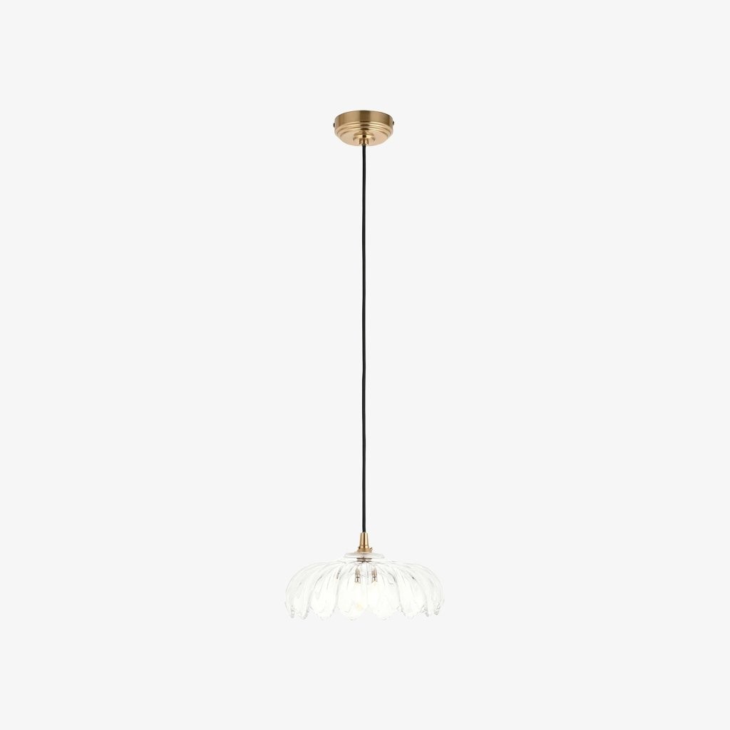 Floriaxis Floral Glass Pendant Light - Floral Glass Shade with Braided Cable for Kitchen K1928