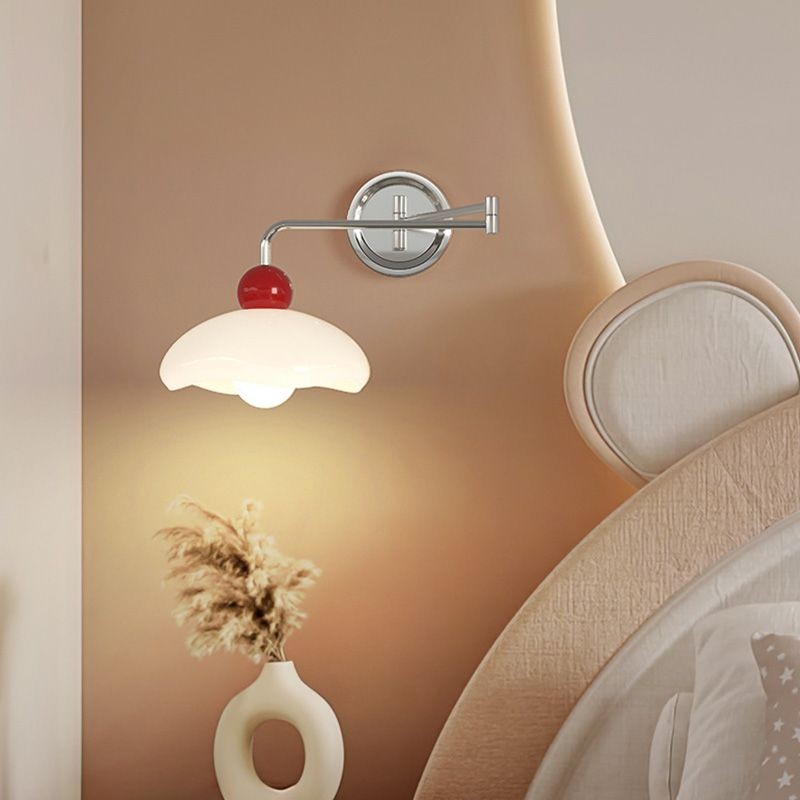 Modern Cream Chrome Swing Arm Wall Light K179