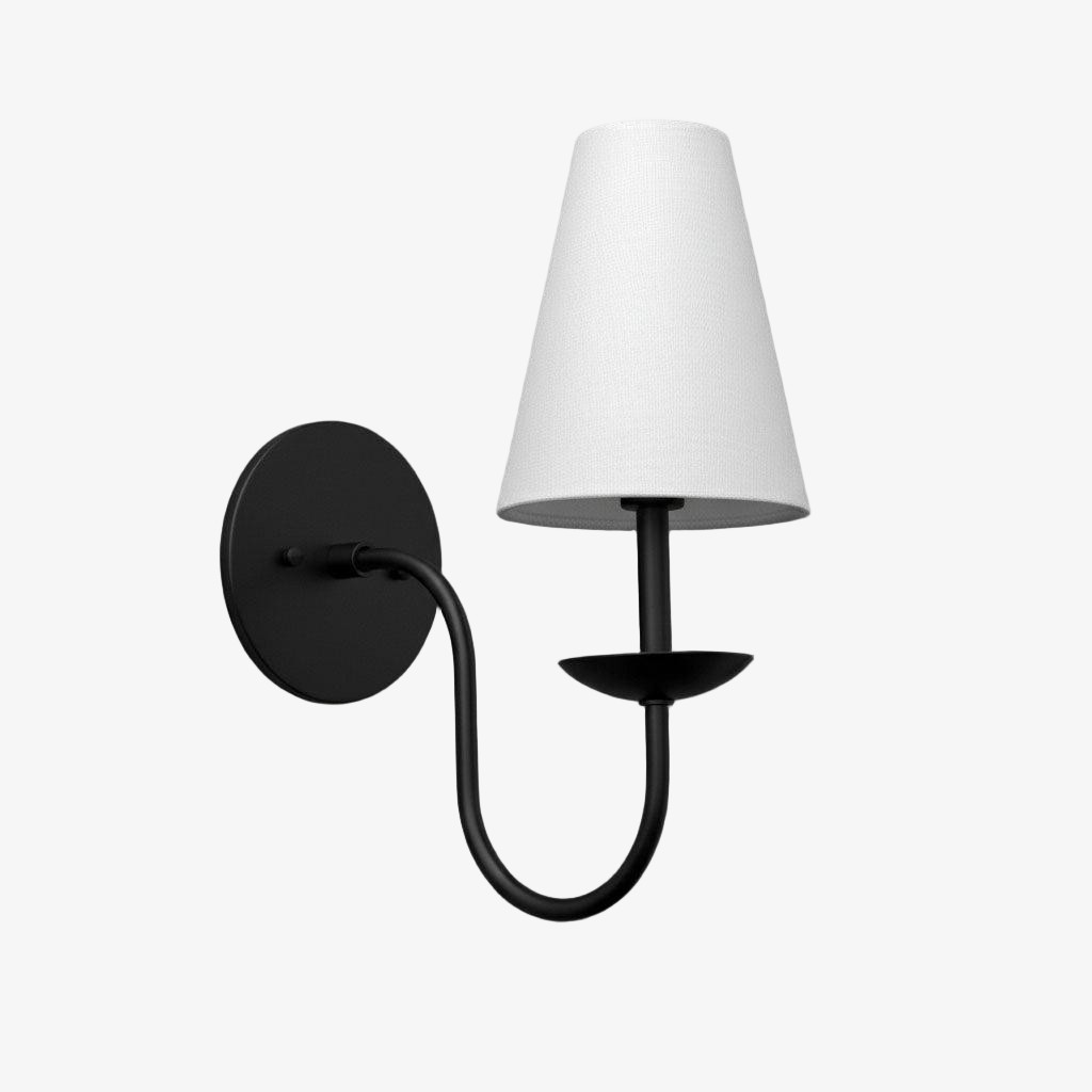 Curva Metal White Linen Sconce - Classic Brass Wall Light for Bedrooms K1541