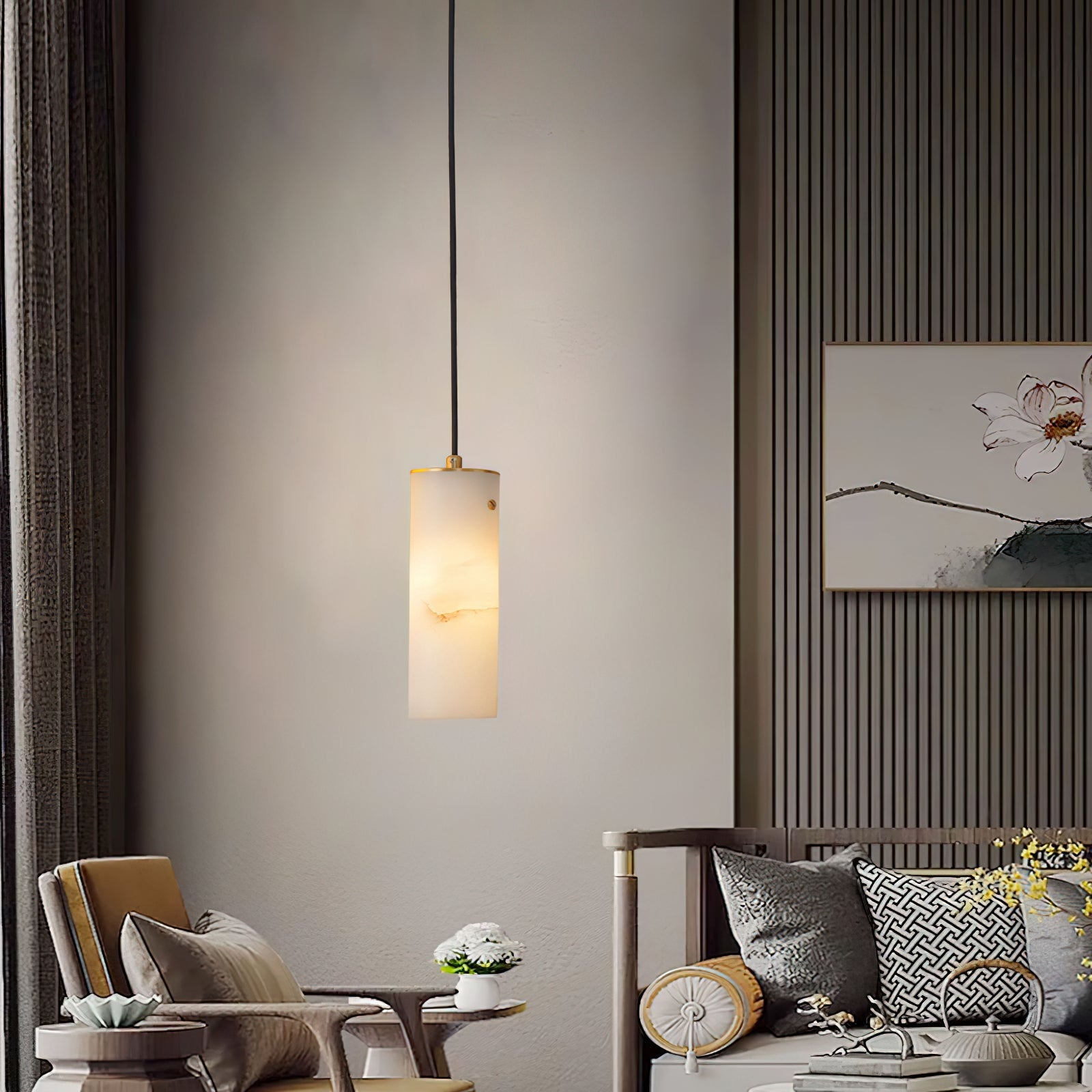 Nula Vertical Alabaster Pendant Light D426
