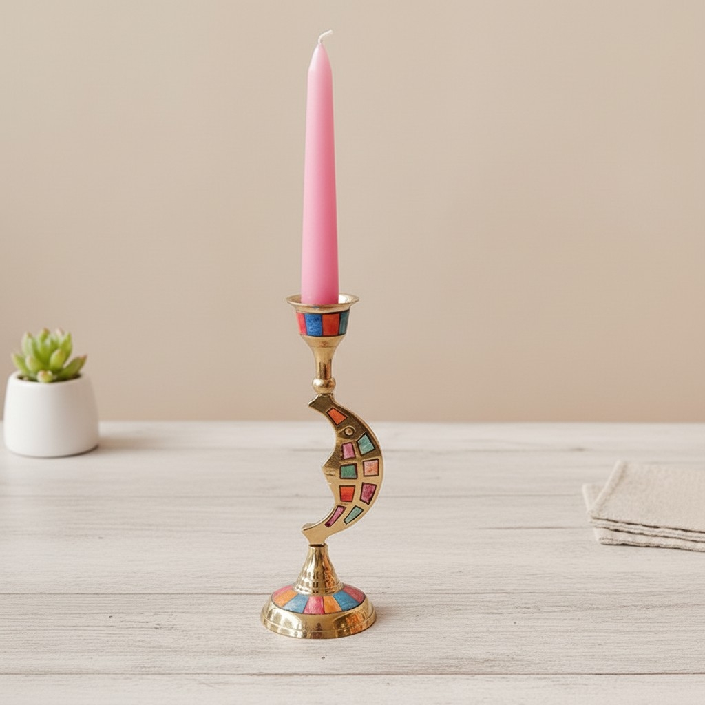 Ossik Veld Vintage Nordic Shell and Cow Bones Candle Holder for Dining Table K2363