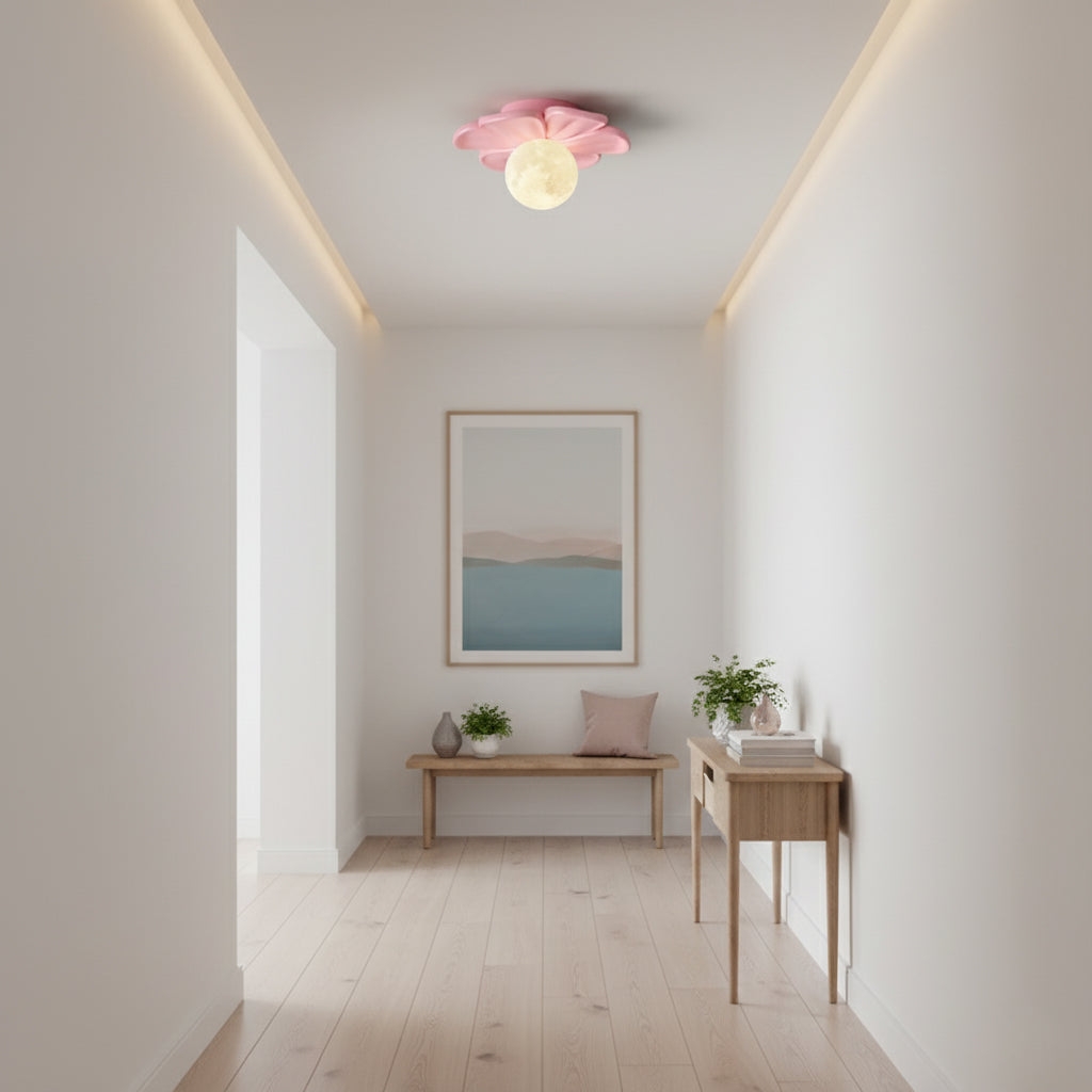 Cream Bloom Flower Ceiling Lamp D408