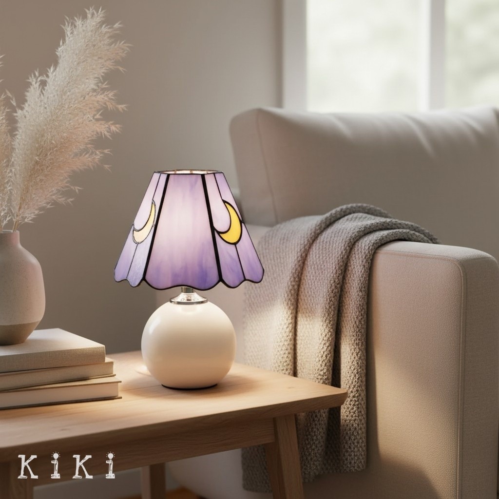 Stellum Artistic Mushroom Table Lamp - Stained Glass Lamp for Bedroom or Living Room K2129