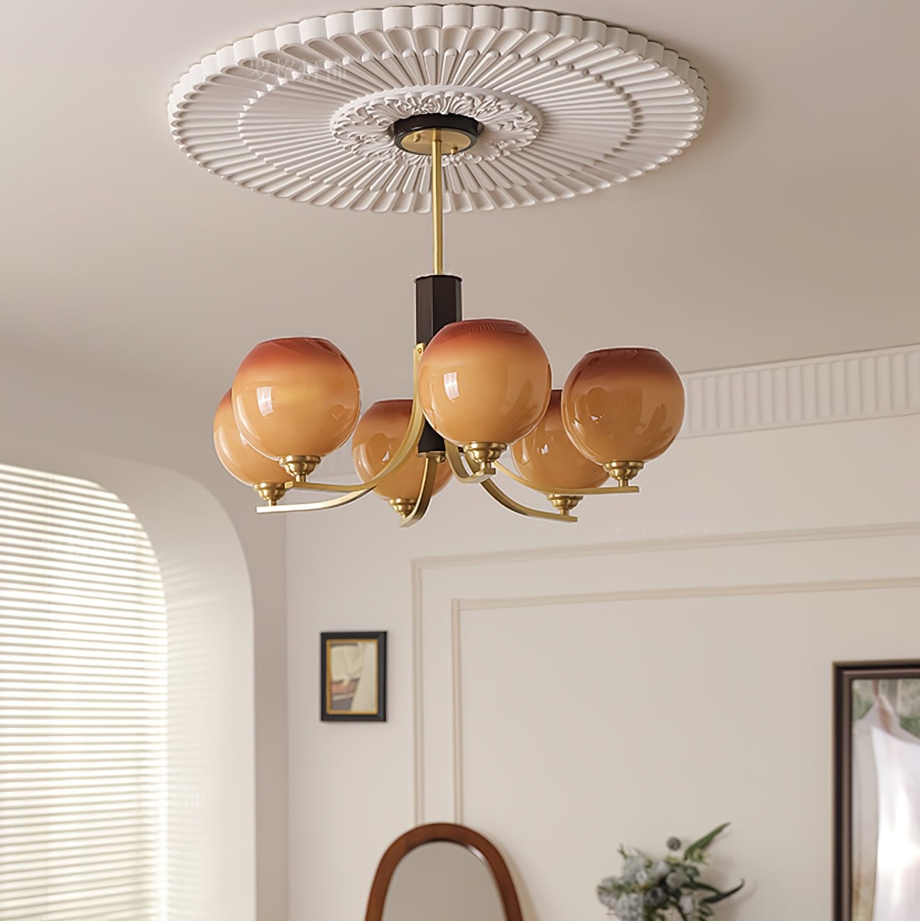 Vintage Caramel Globe Chandelier K751