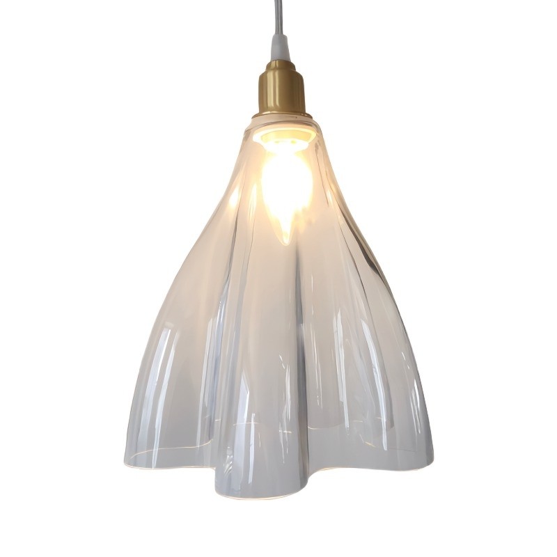 Fluted Stained Glass Pendant Light Above Kitchen Island K15