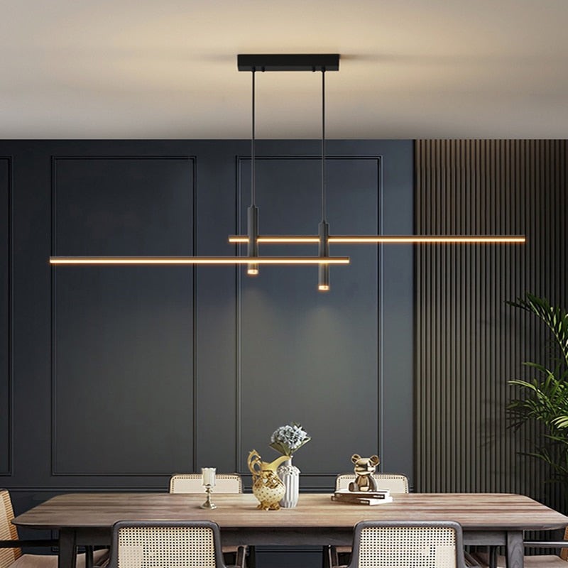 Modern Minimalist Sleek Metal Rod Chandelier K521