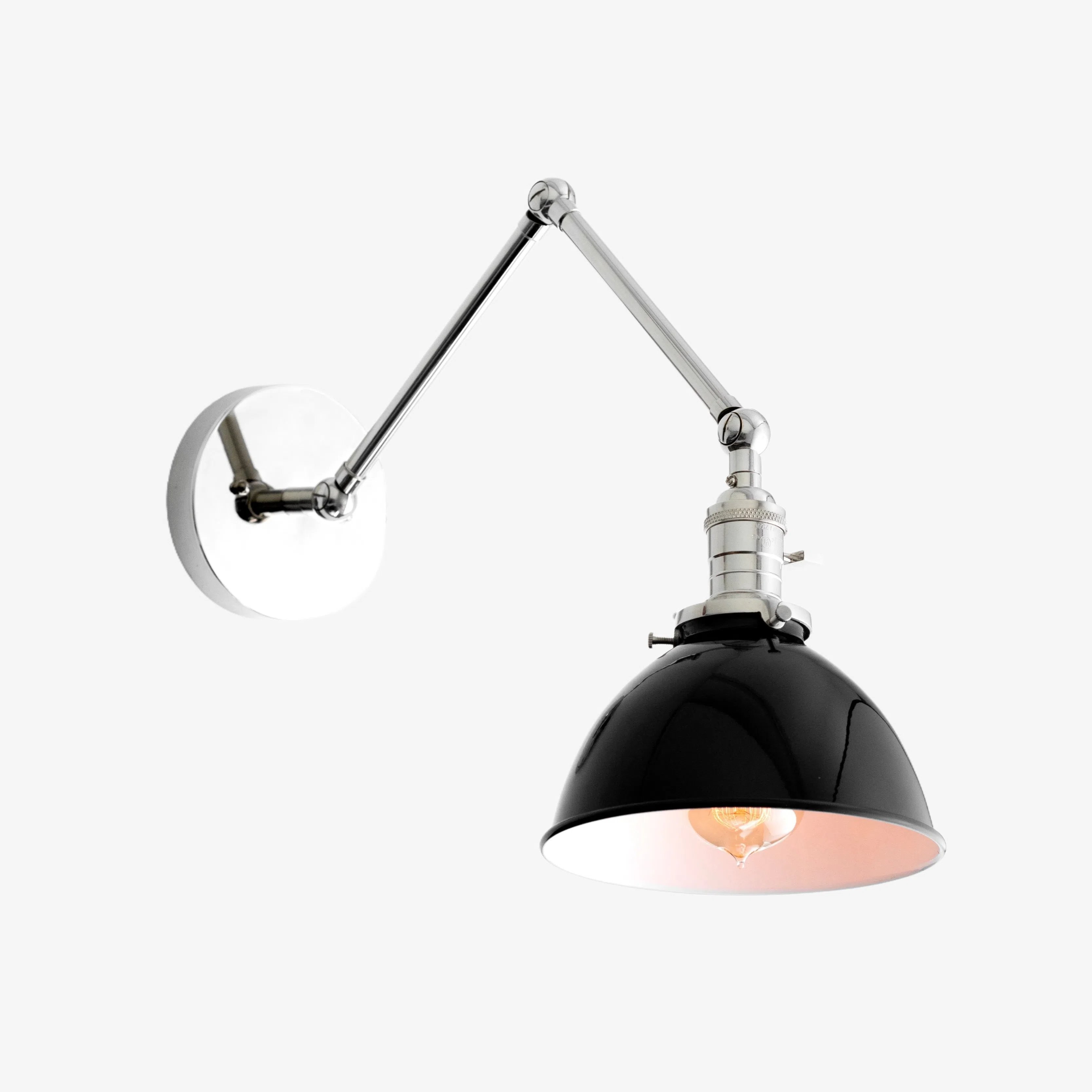Conique Metal Vintage Industrial Swing Arm Wall Lamp - Adjustable Dome Shade for Study K1467