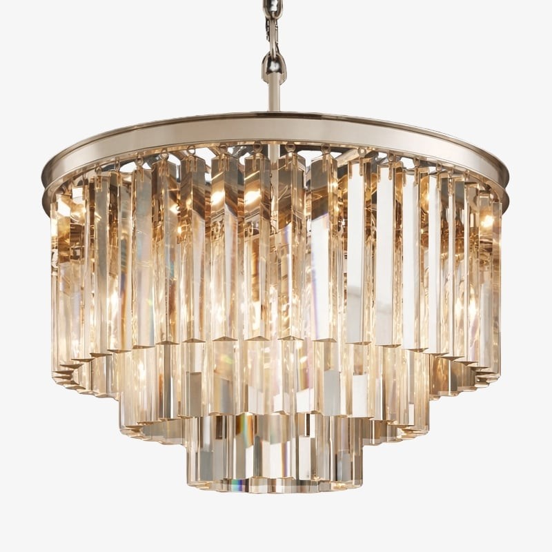 Aurevon Crystal Prism Metal Frame Modern Ceiling Chandelier for Home and Hotel K2071