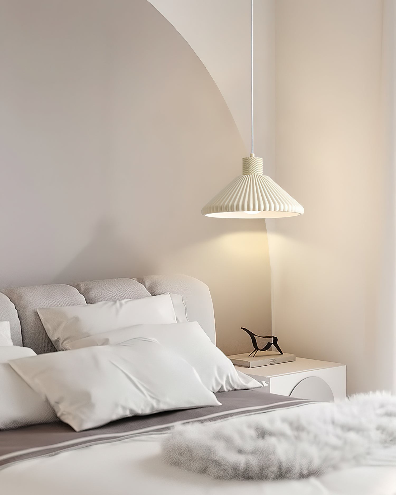 Cream Style Cone Striped Pendant Lamp K681