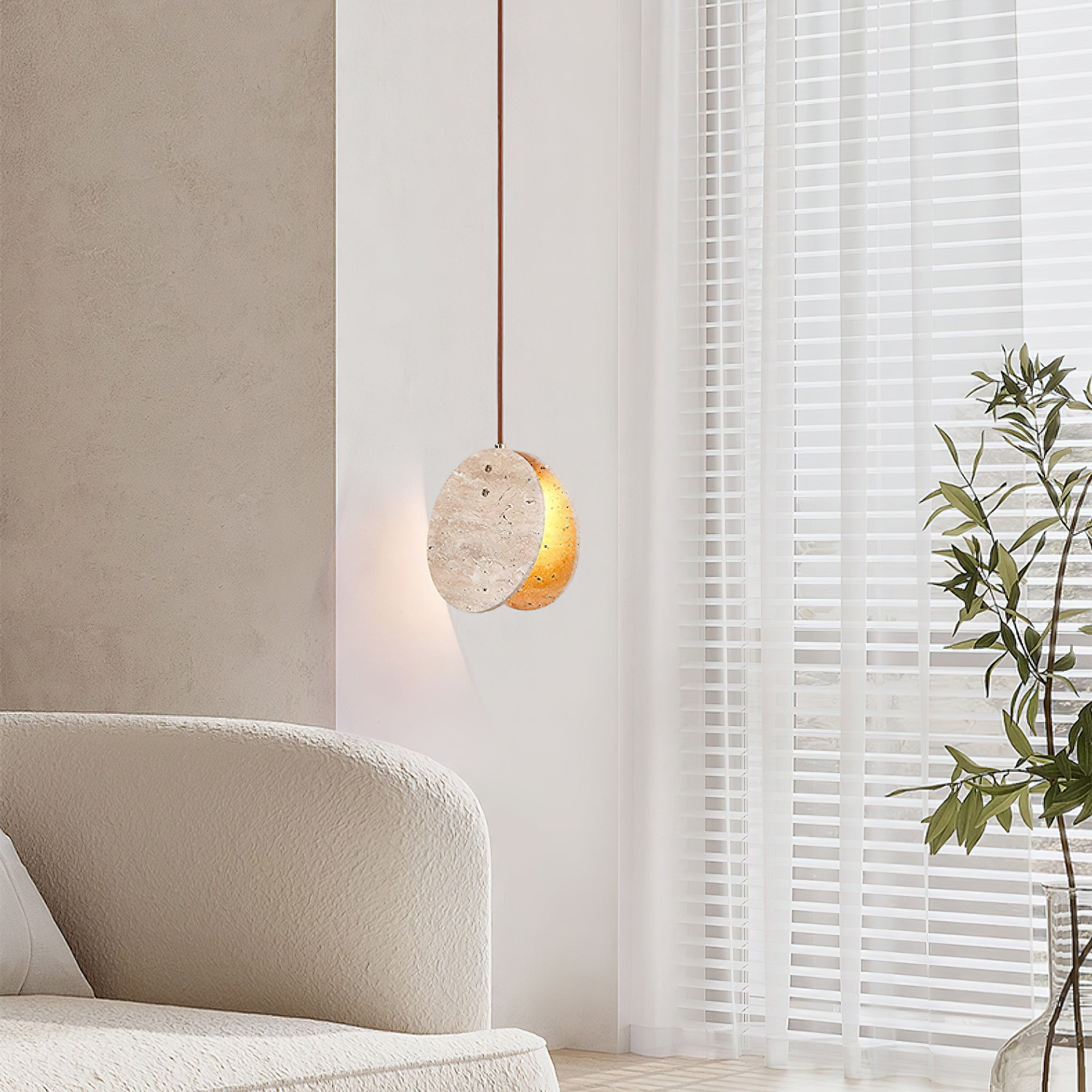 Stone Textured Disc Pendant Light K874
