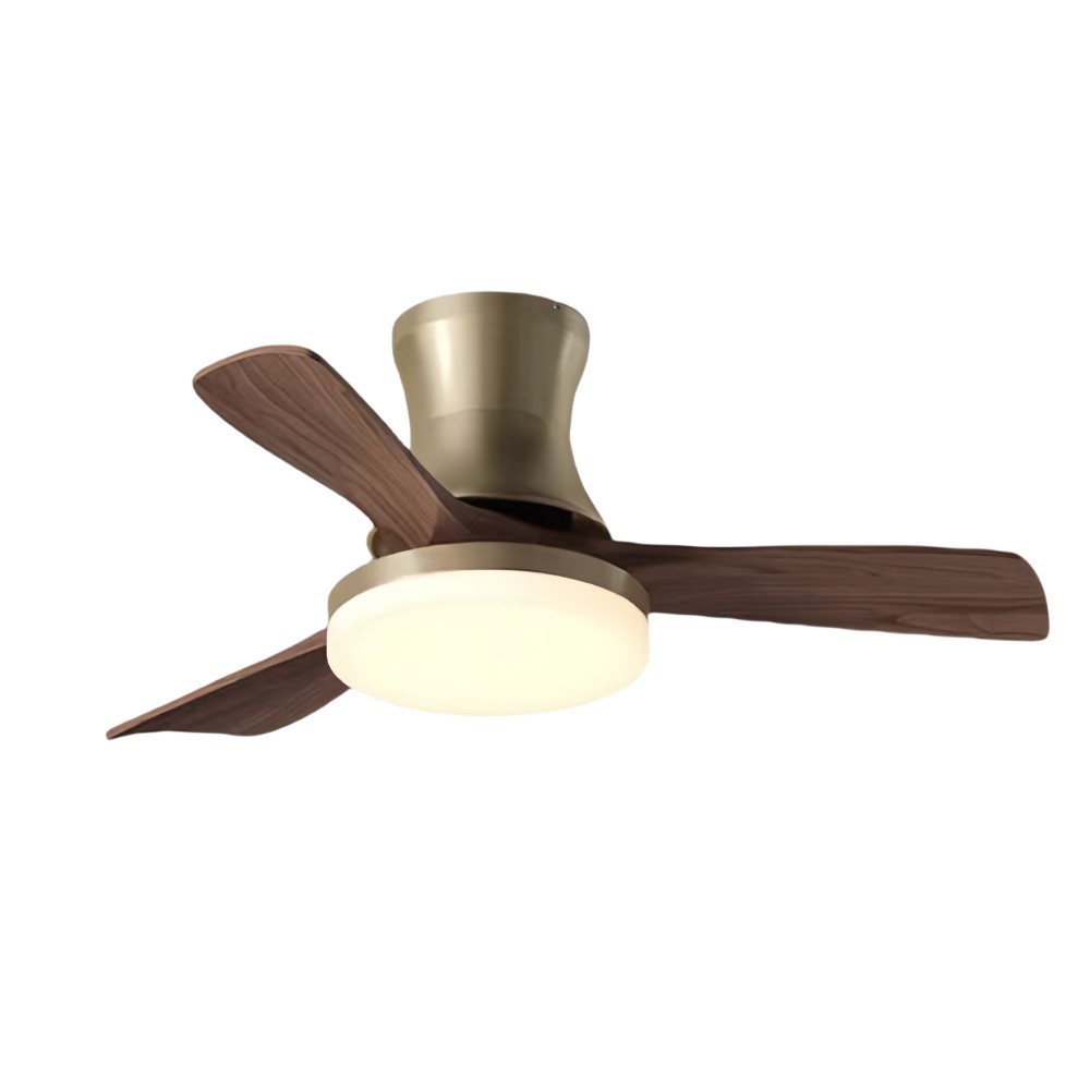 Retro Wooden Blades Ceiling Fan Light With Walnut Color Blades K1115
