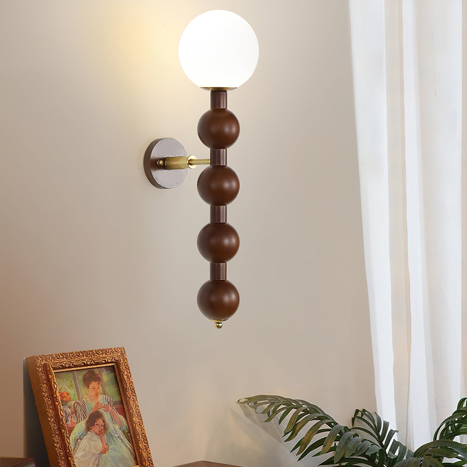 Country French Wooden Gourd Ball Wall Lamp K162