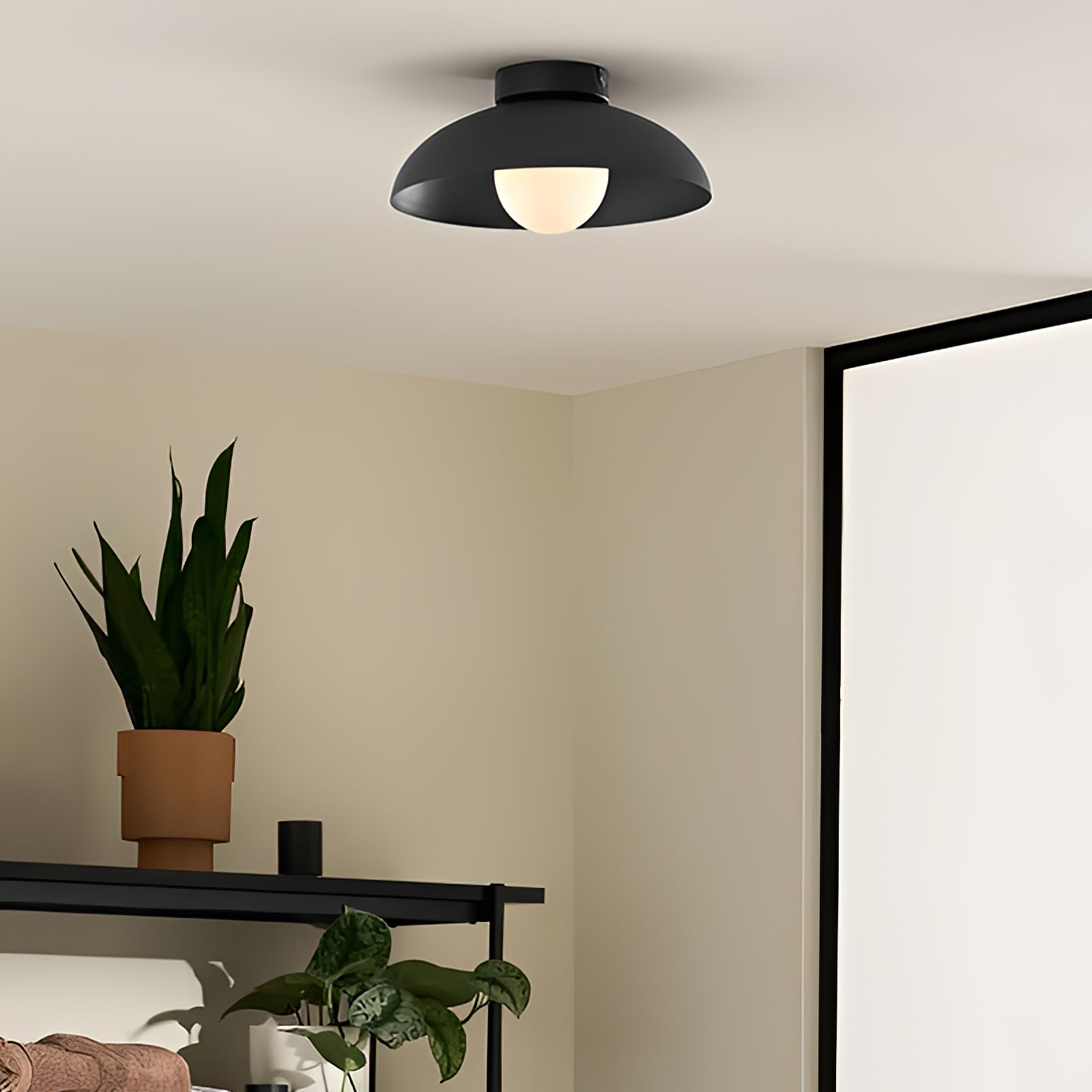 Matte Black Glass Dome Ceiling Lamp K419