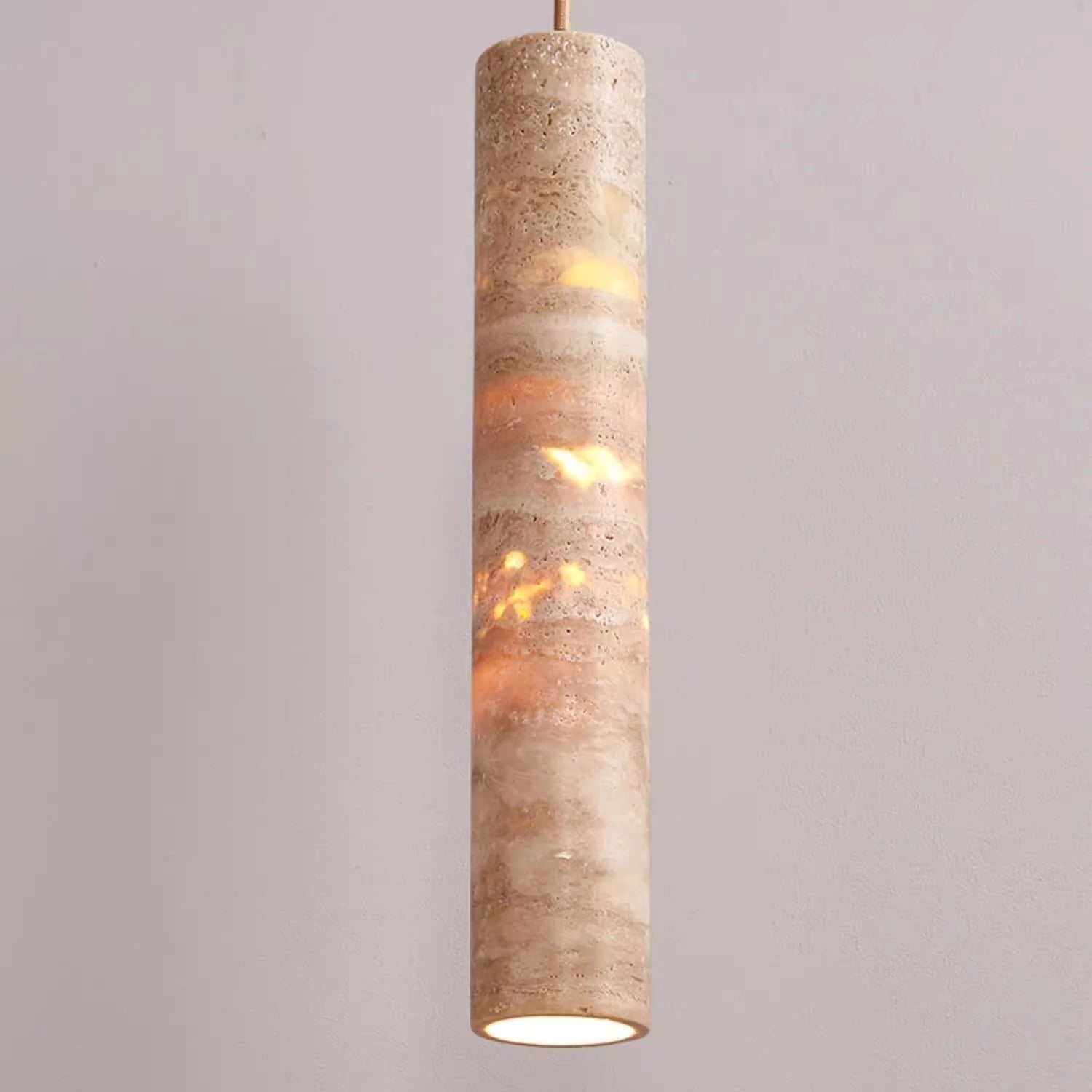 Cream Travertine Tube Pendant Light D912