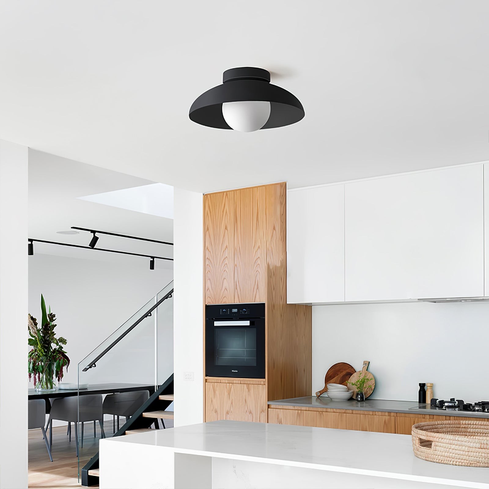 Matte Black Glass Dome Ceiling Lamp K419