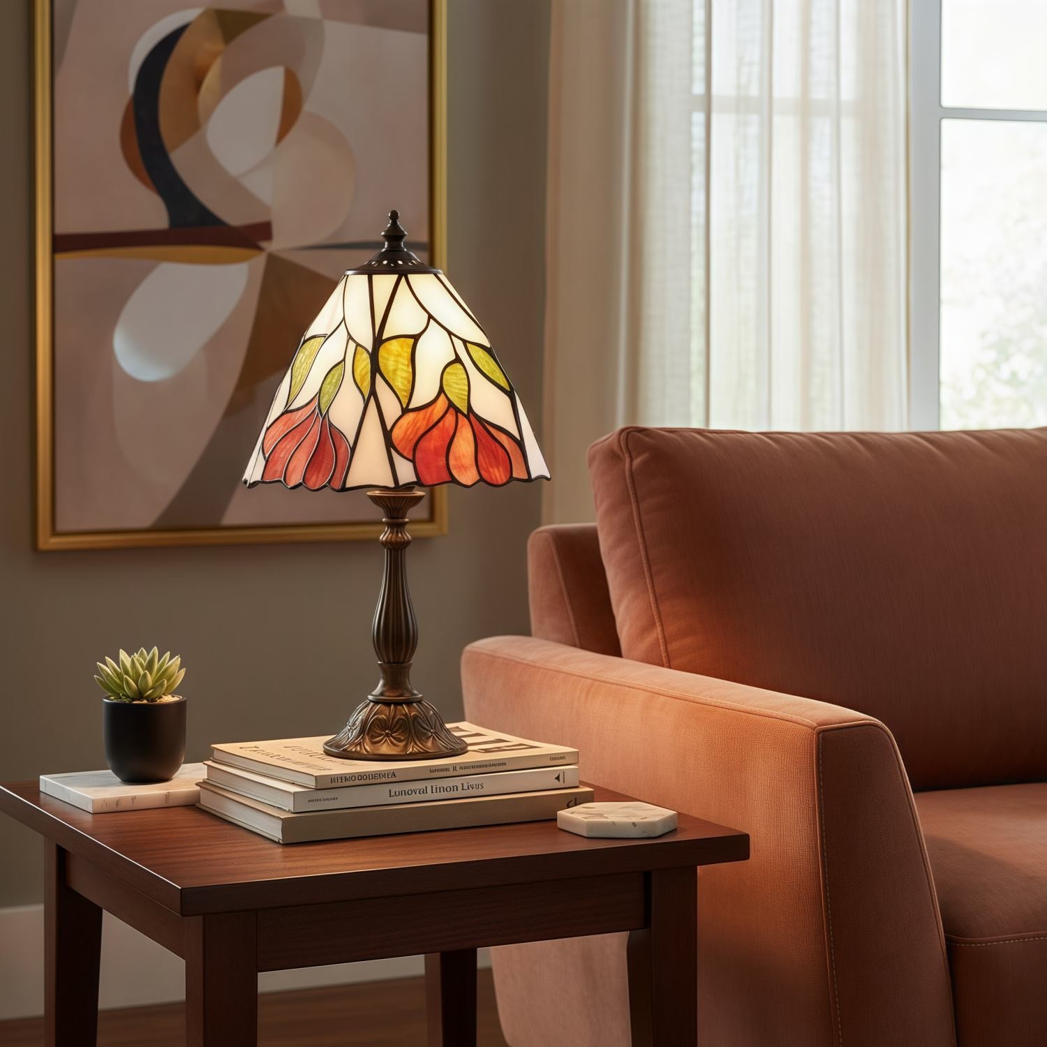 TF Botanica Decorative Table Lamp - Colourful Floral Glass Lamp for Cozy Interiors K1972