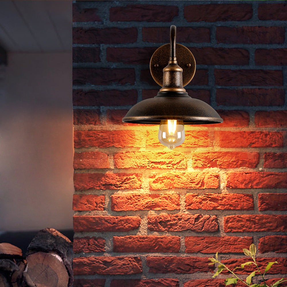 Retro Industrial Bowl Shaped Outdoor Waterproof Wall Light K817