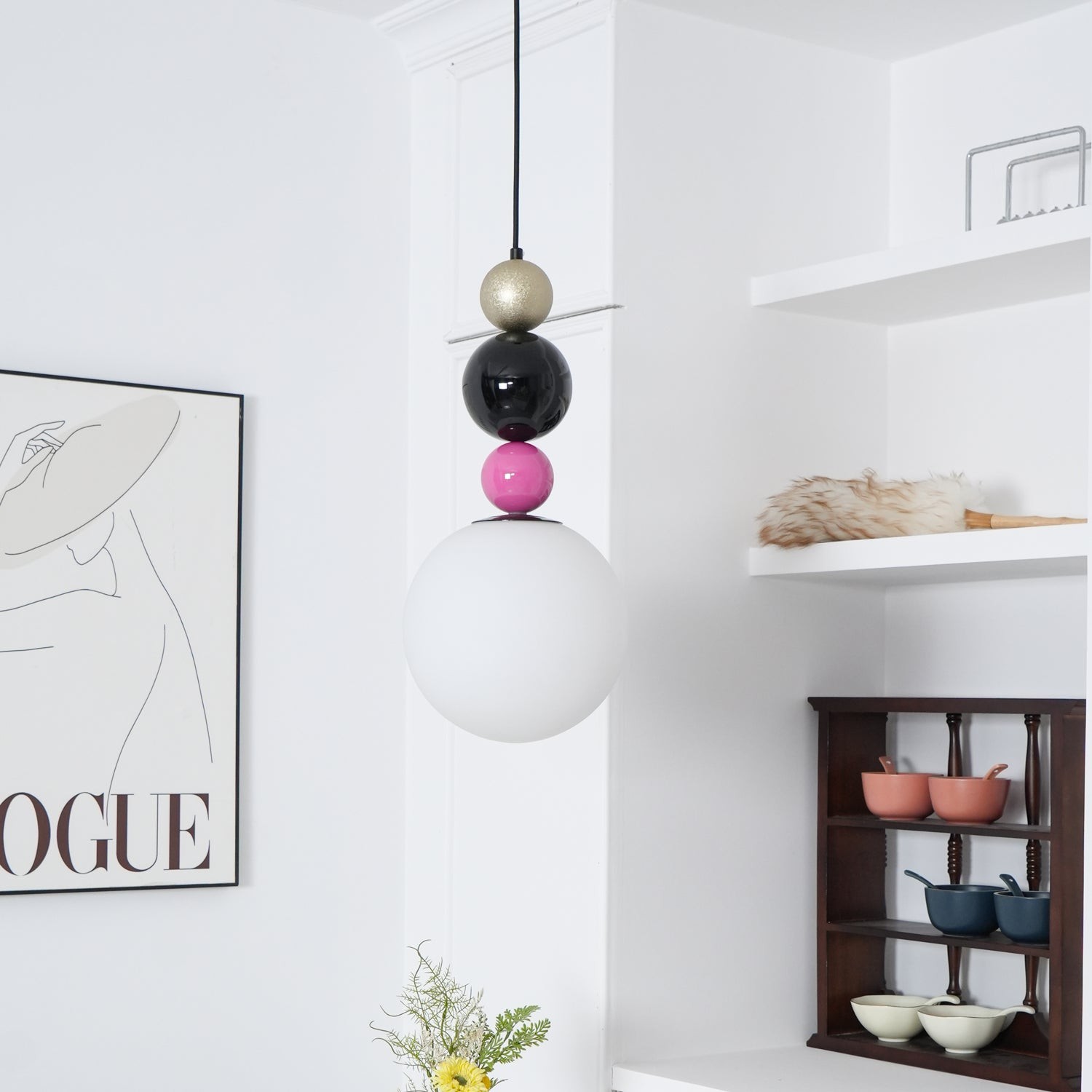 Round Balls Stacking Pink Pendant Lamp K646
