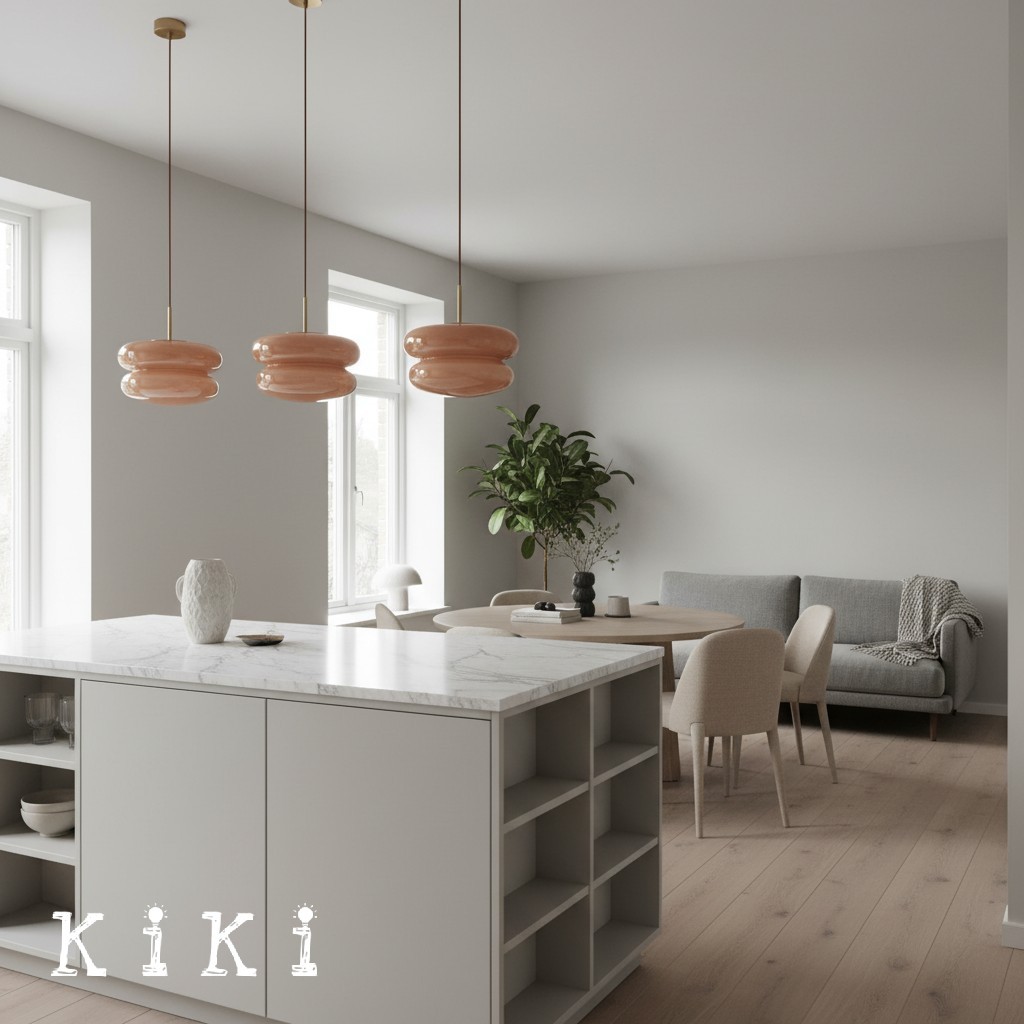 Orra Modern Opal Shade Pendant Lamp – Minimalist Glass Hanging Light For Kitchen or Bedroom K1427