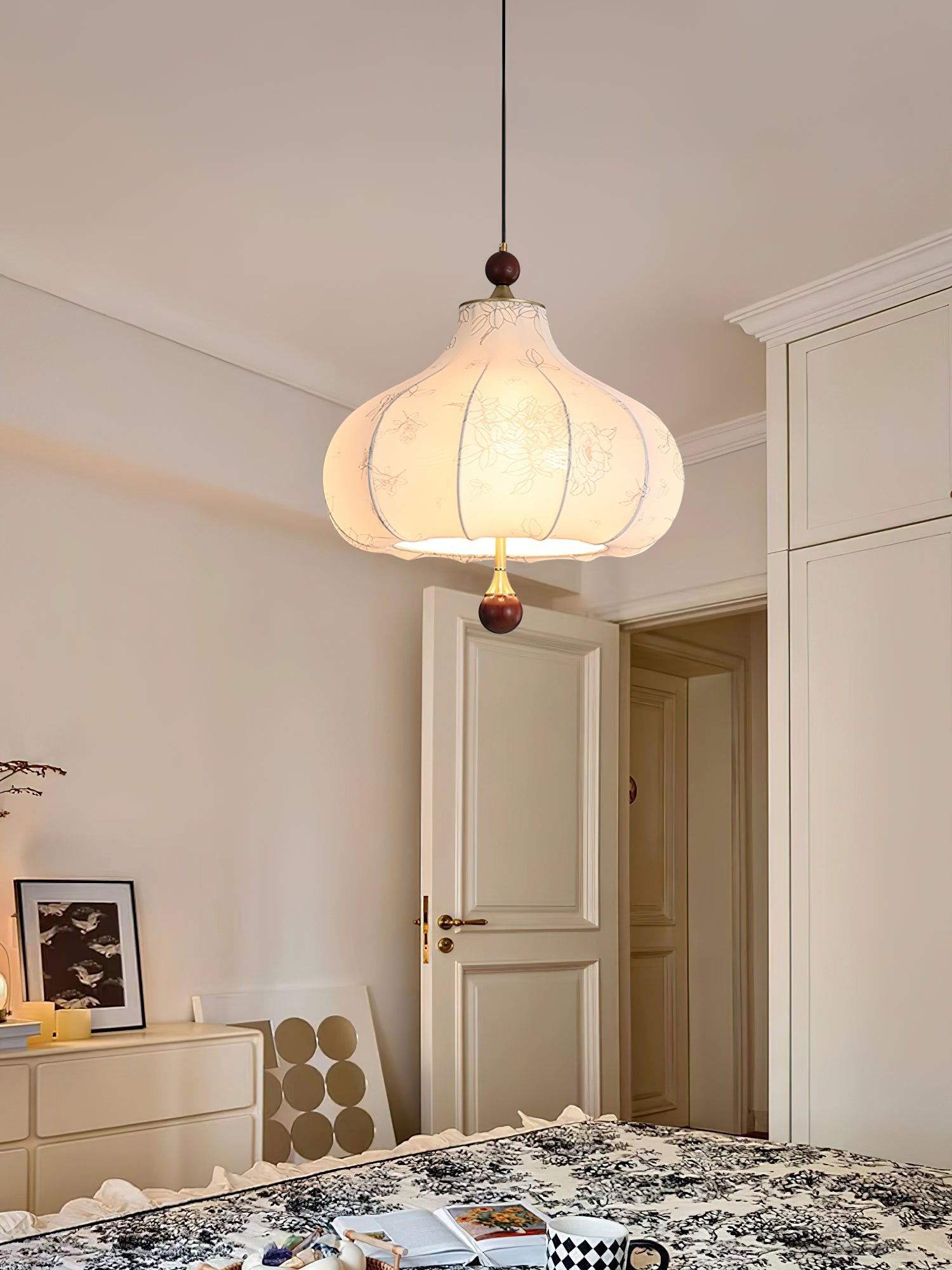 French Retro Fabric Pattern Pendant Lamp K317