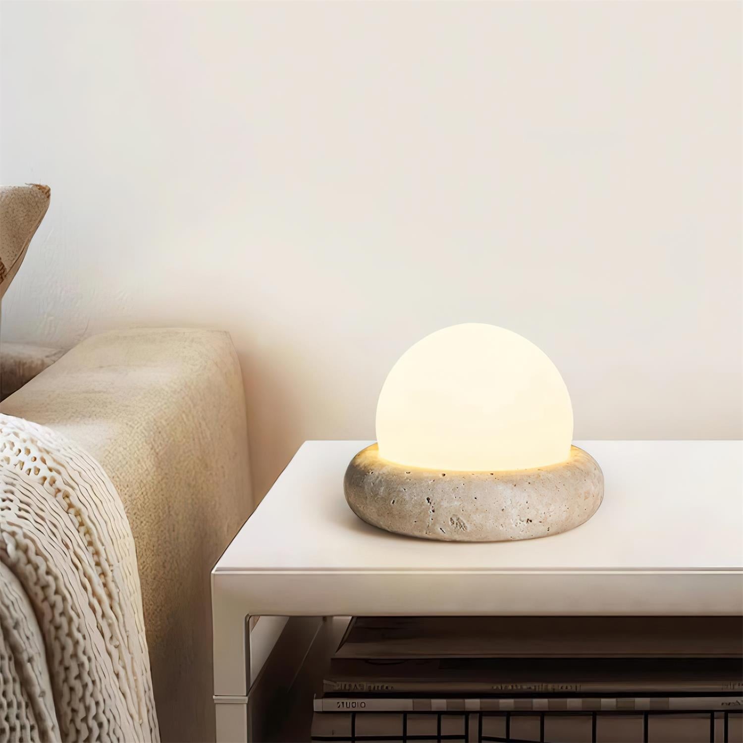 Modern Travertine Cute Mini Orb Table Lamp K853