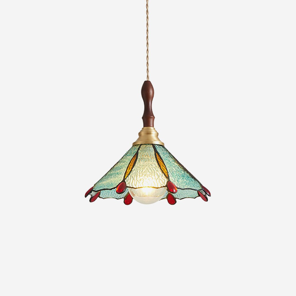 Vintage Tiffany Stanied Glass Pendant Lamp K624