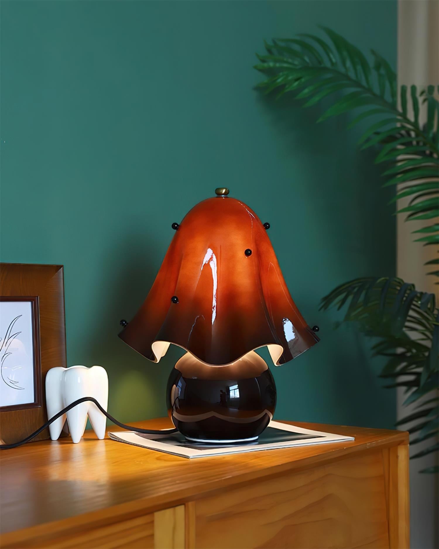 Bellina Bell Flower Table Lamp – Sculptural Glass Vera Style For Side Table Lamp K1135