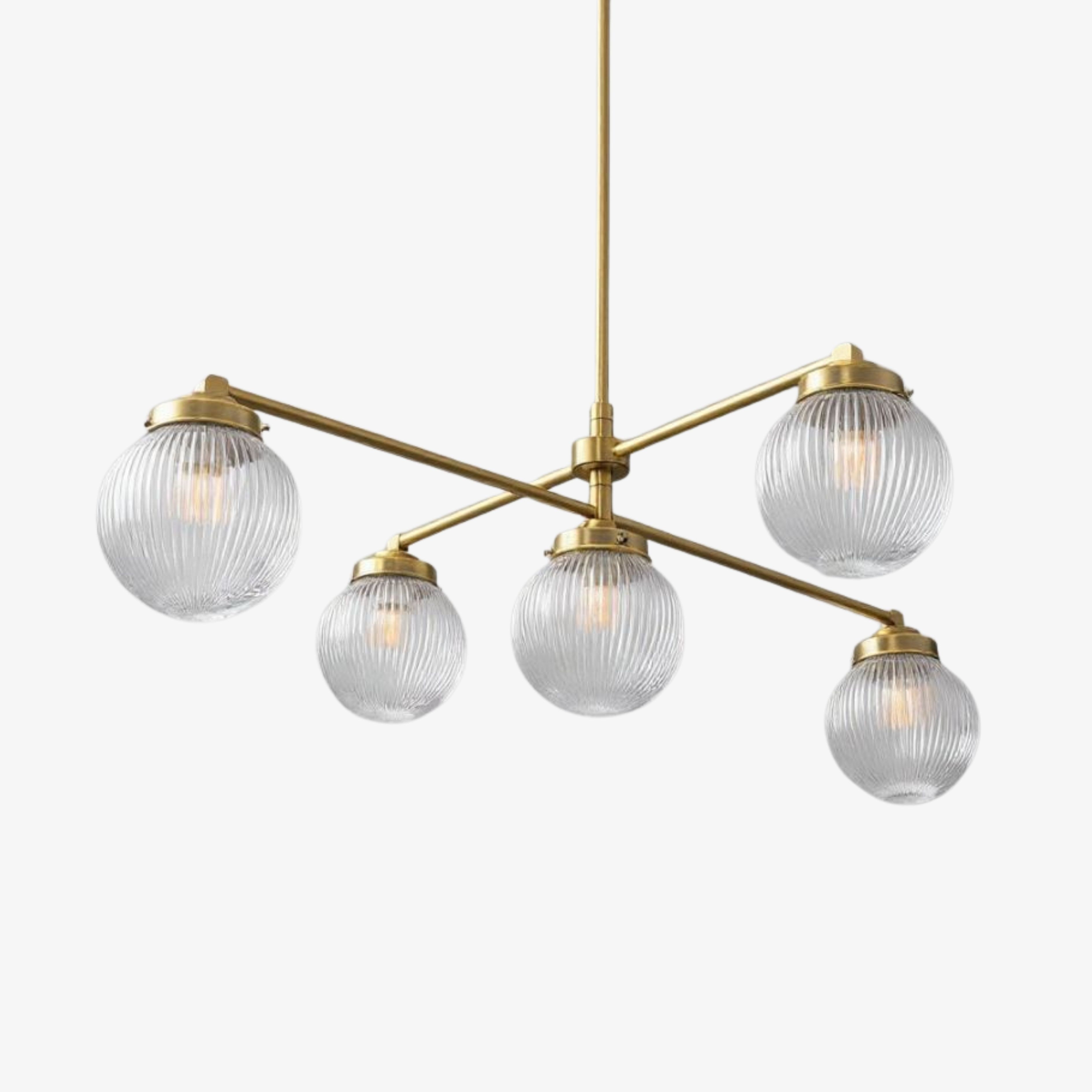 Glorica Glass Frosted Glass Globe Chandelier - Brass Modern Lighting for Living Room K1495