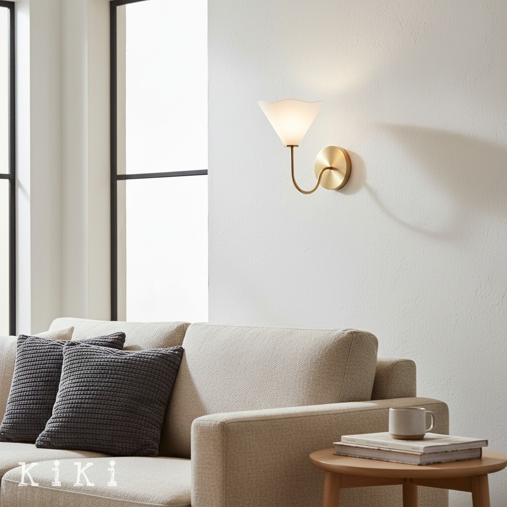 Kysara Brass Fabric Wall Light - Minimalist Flora Sconce for Bedrooms K1644