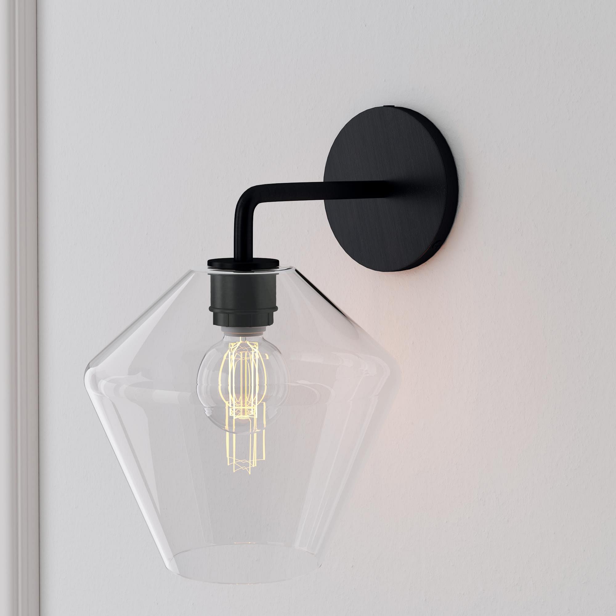 Merin Geometric Glass Wall Sconce - Minimalist Fixture for Bedroom K1402