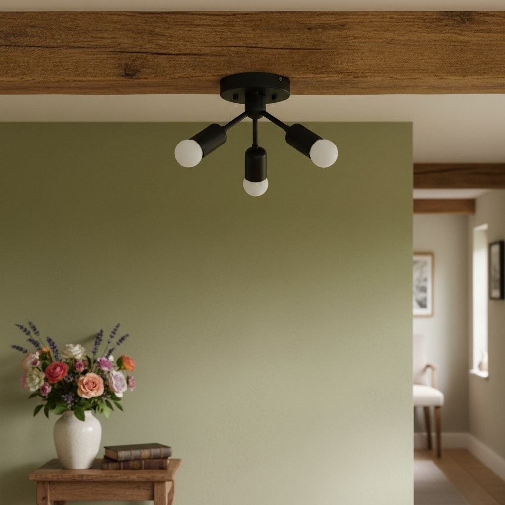 Mobilux Line Modern Brass Flush Mount - Minimalist Gold Ceiling Light for Bedroom K1454