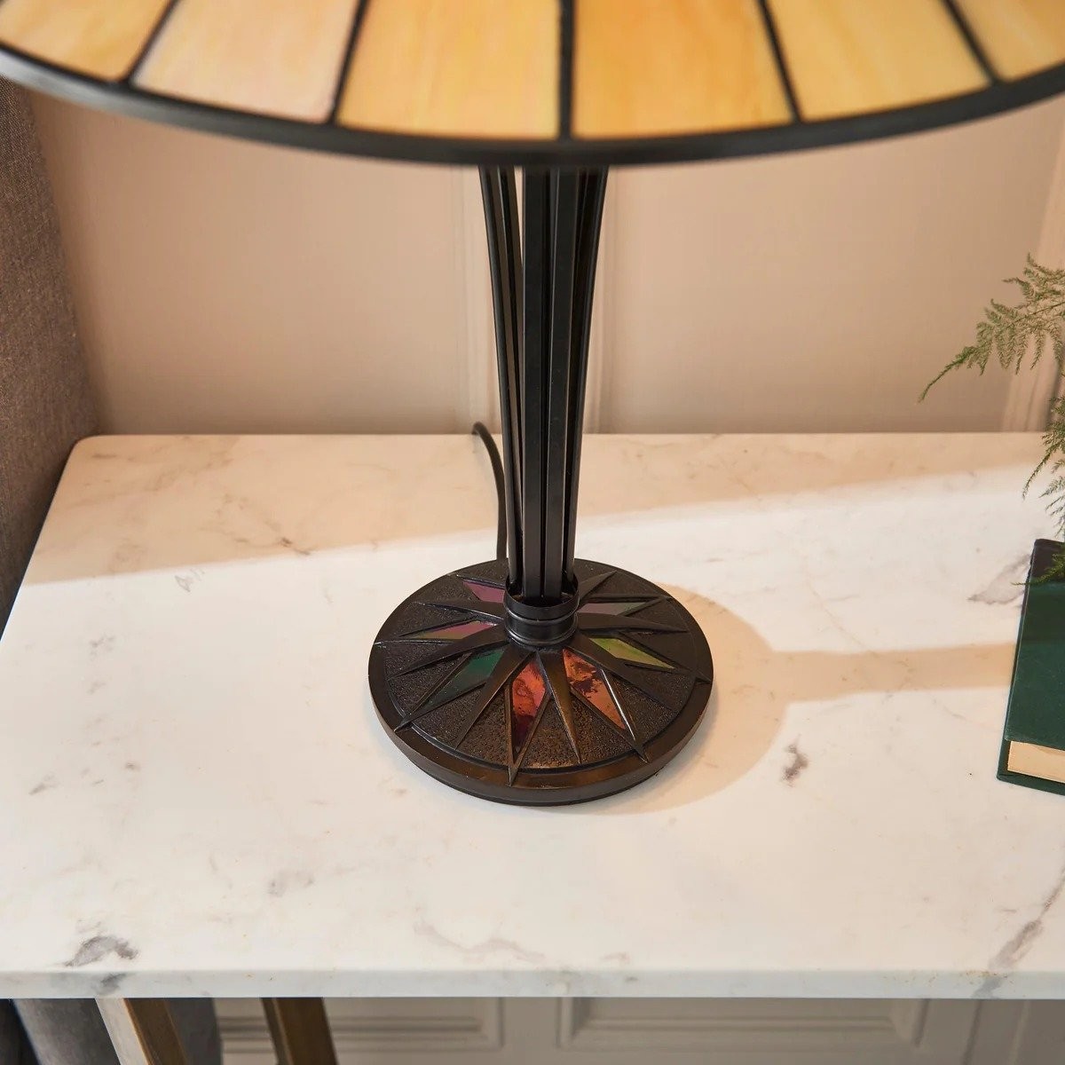 TF Dark Star Tiffany Style Geometric Shade Table Lamp for Bedroom and Accent Lighting K1943