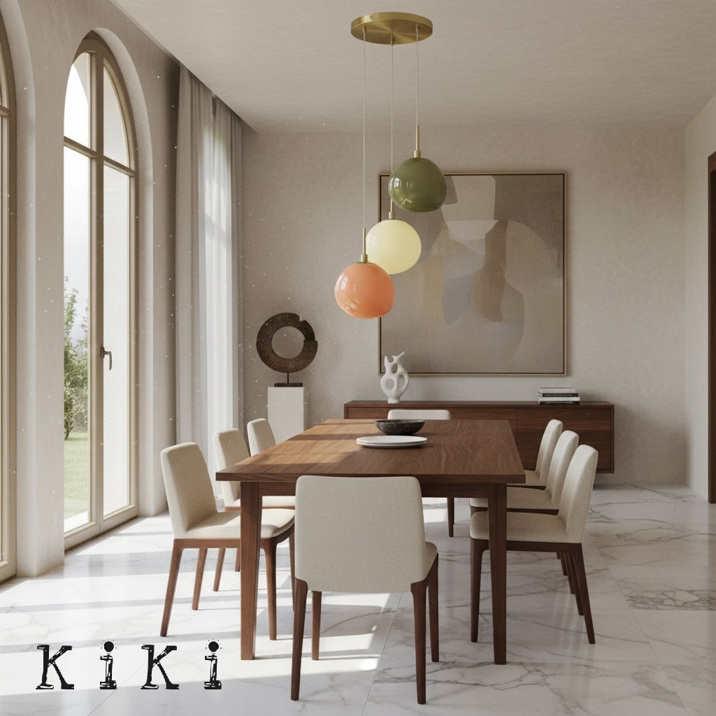 Artistic Multi-Color Glass Pendant – Minimalist Hanging Light for Living Room K1429