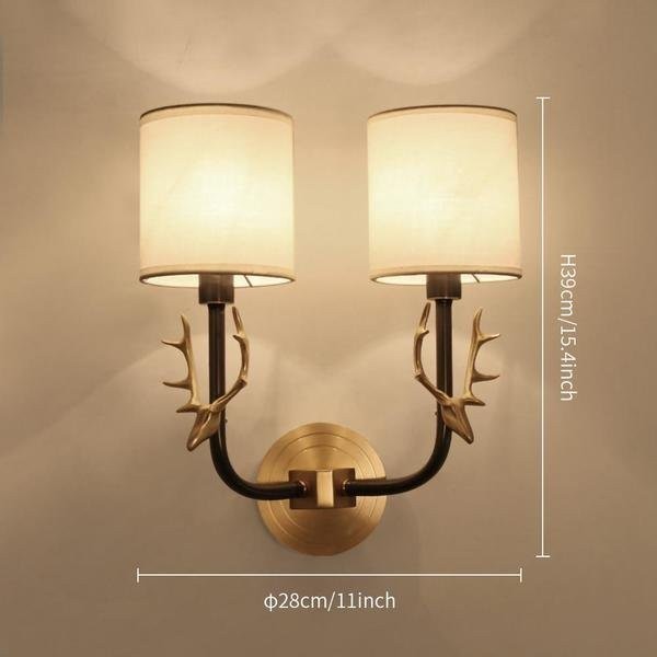 Brass Deer Head Wall Light