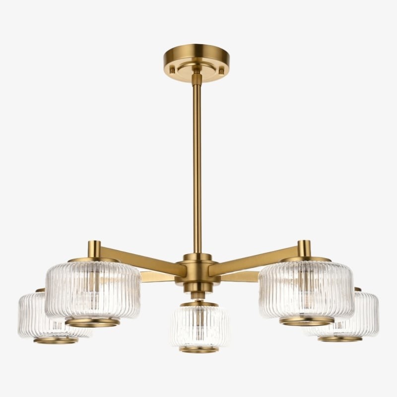 Canovus Chandelier with Ribbed Glass - Industrial Metal Living Room Light K1999