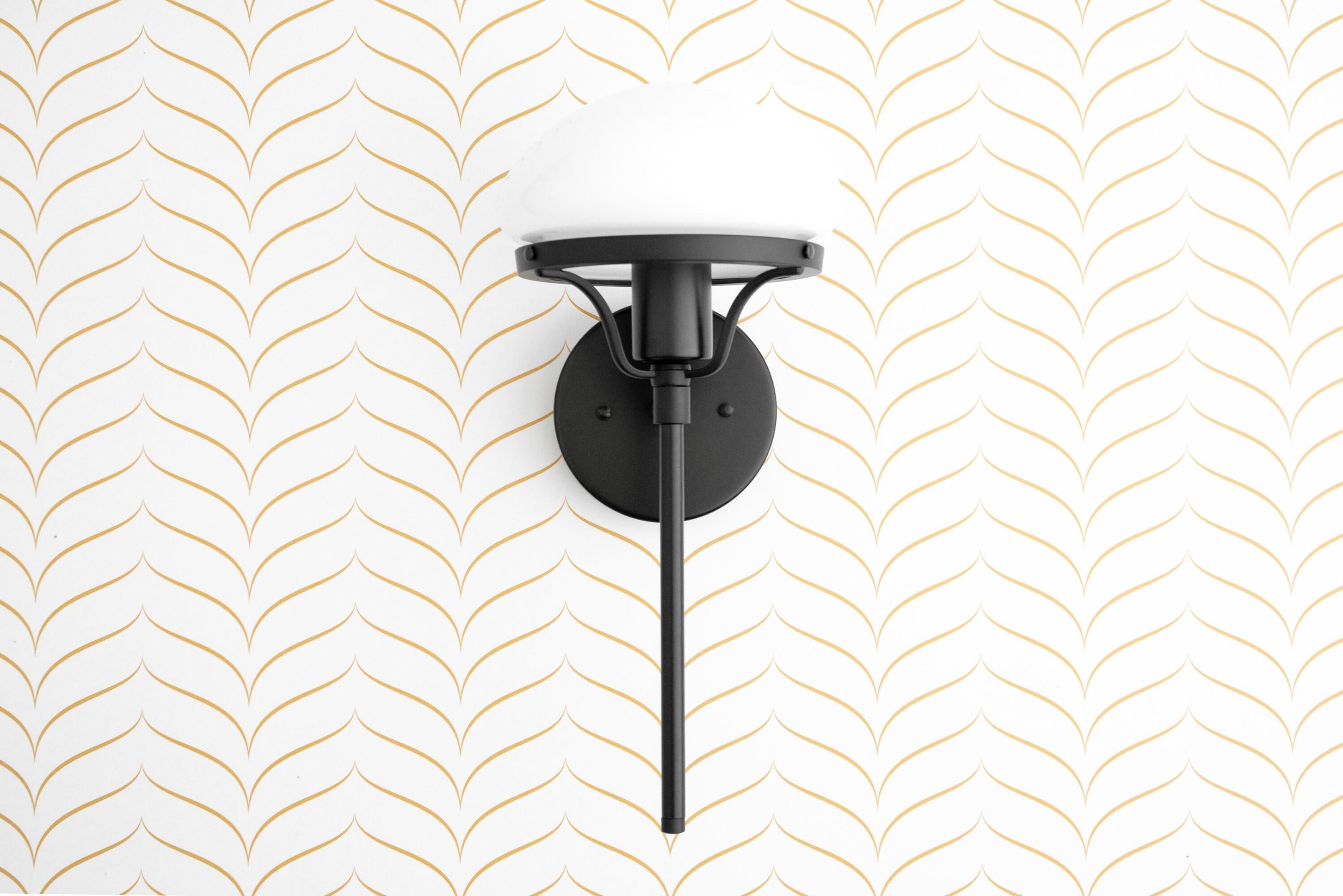 Ornato Luxe Modern Art Deco Wall Light - Opal Glass Globe Sconce - Brass or Black K1503