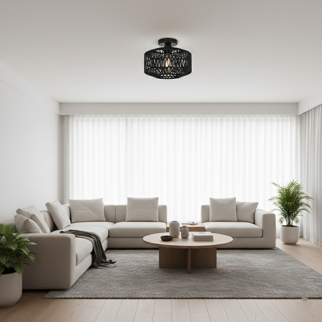 Woven Lantern Boho Radiance Rattan Ceiling Light D846