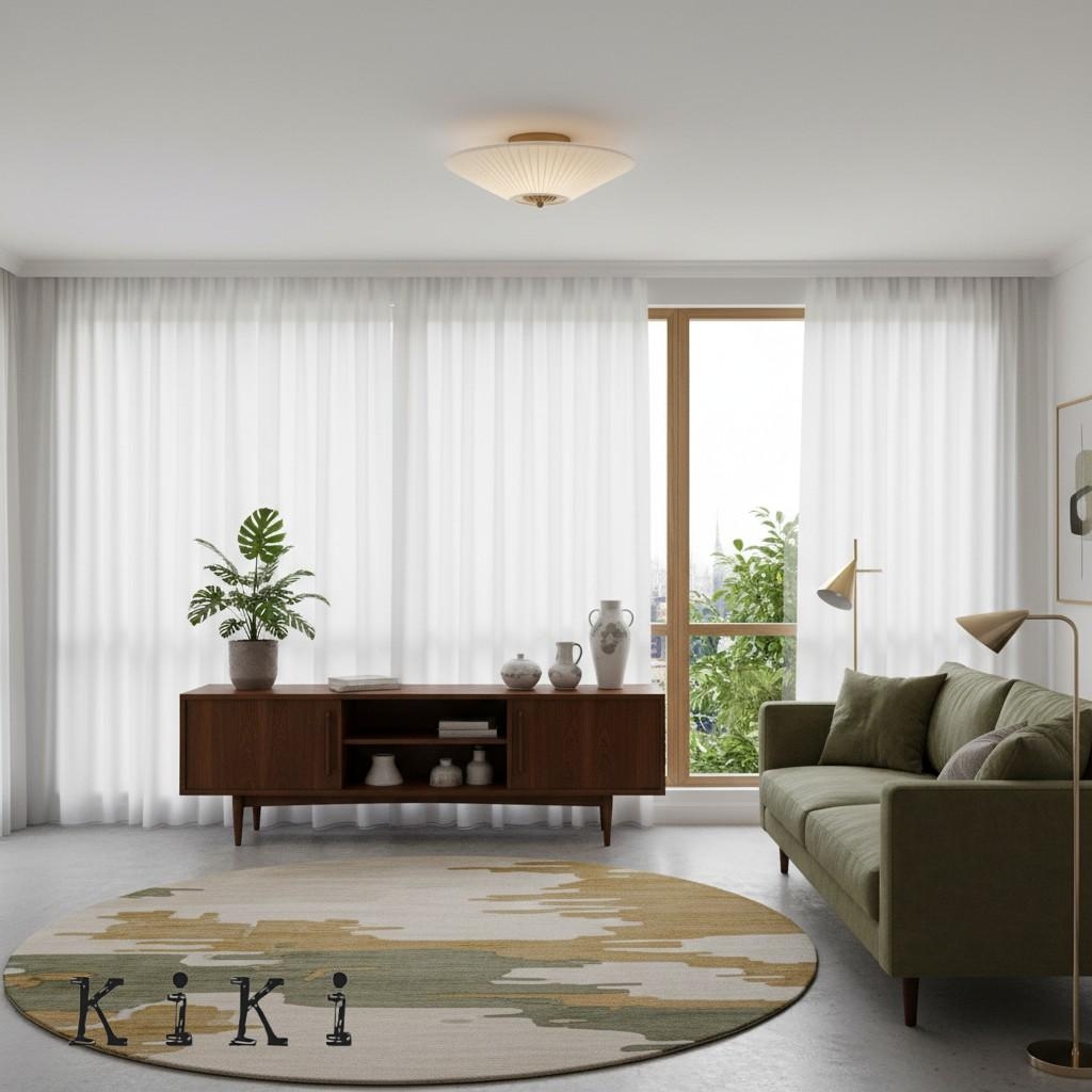 Elumina Elegant Silk Fabric Ceiling Light - Modern Antique Brass Fixture for Living Room K1189