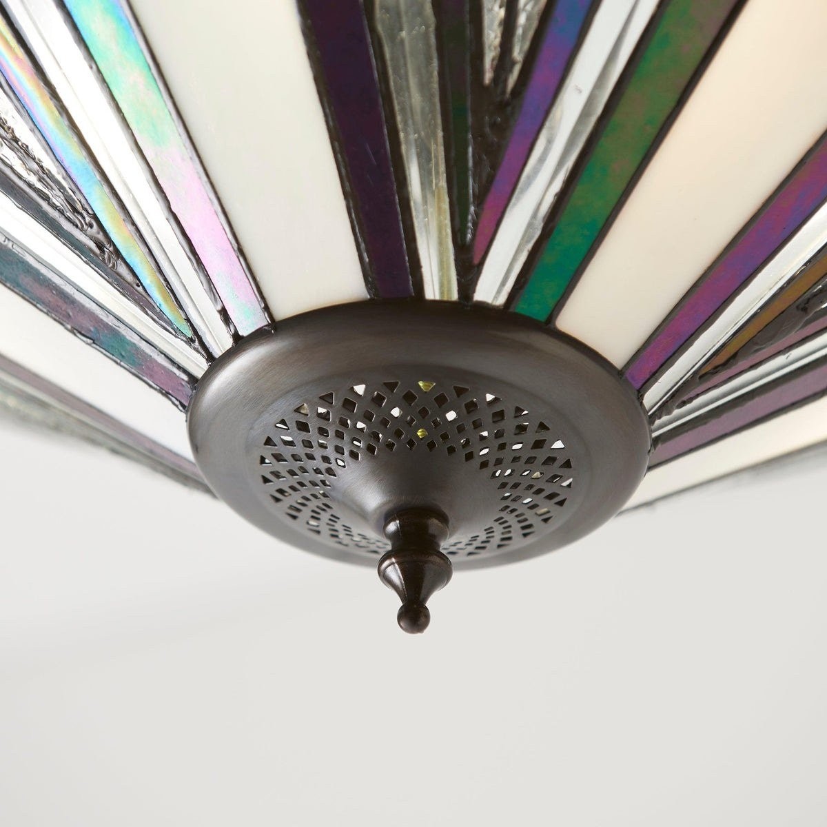 TF Astoria Decorative Stained Glass Semi Flush Light - Art Deco Ceiling Fixture K2003
