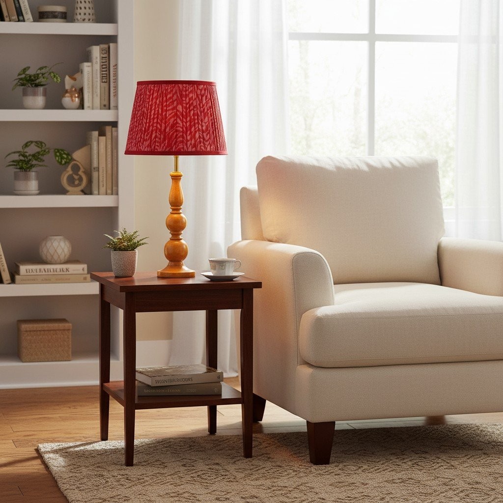 Grainora Wooden Base Fabric Shade Table Lamp - Modern Style for Living Room and Bedroom K2145
