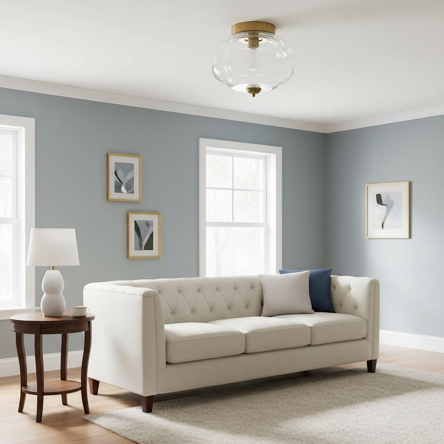 Eloise Retro Milk Glass Semi Flush Mount Ceiling Light K868