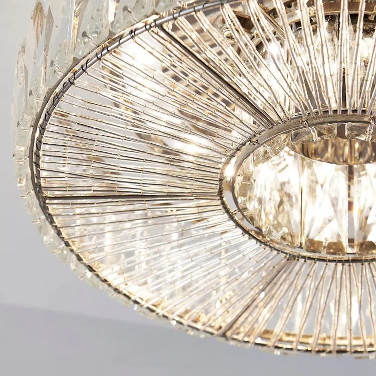 Glomar Glass Round Flush Ceiling Light - Modern Metal Glass Finish Living Areas K2119