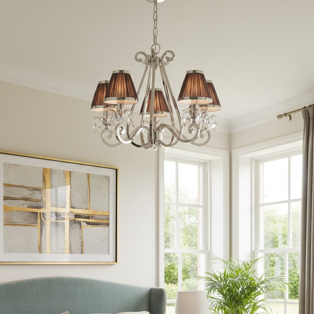 Talonis Multi-light Fabric Chandelier - Elegant Metal Curved Arms for Dining and Living K1900