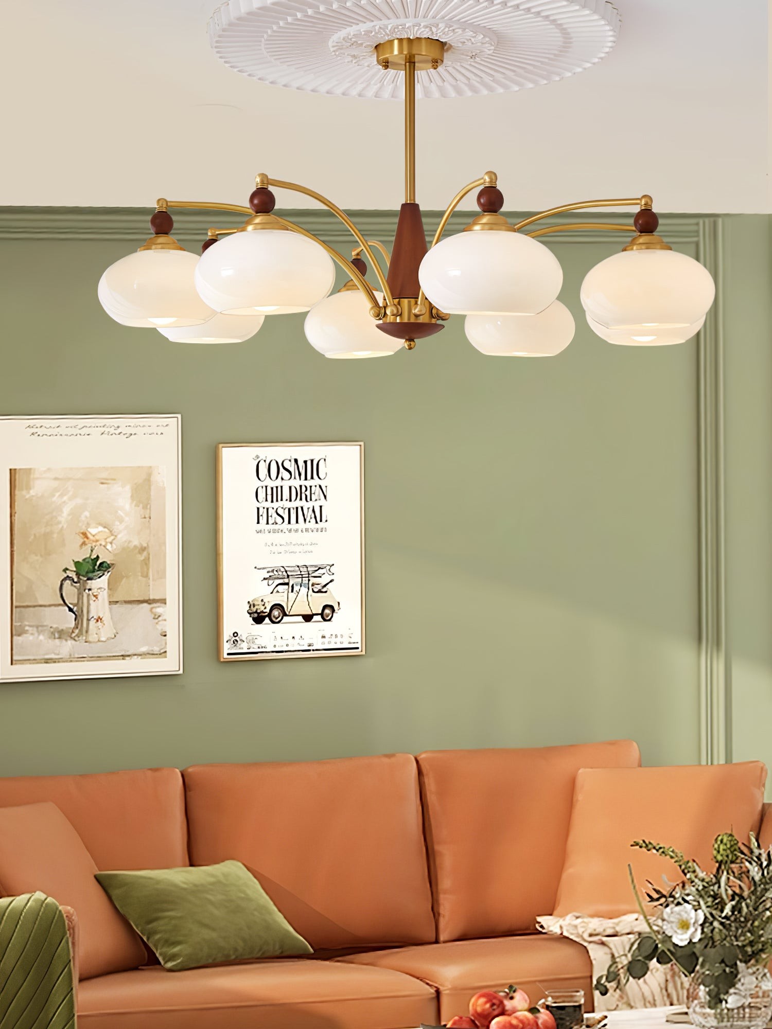 Vintage Multihead Persimmon Chandelier K623