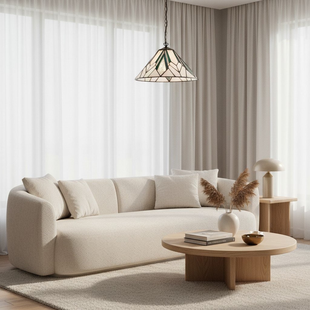 TF Astoria Tiffany Ceiling Pendant - Dimpled Geometric Glass Design for Living Room K2009