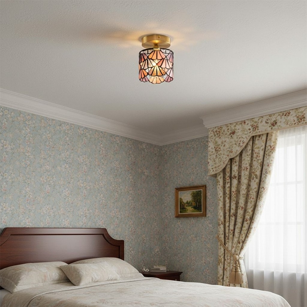 Vintagia Tiffany Style Ceiling Light - Elegant Mosaic Glass Design for Living Room and Bathroom K2138