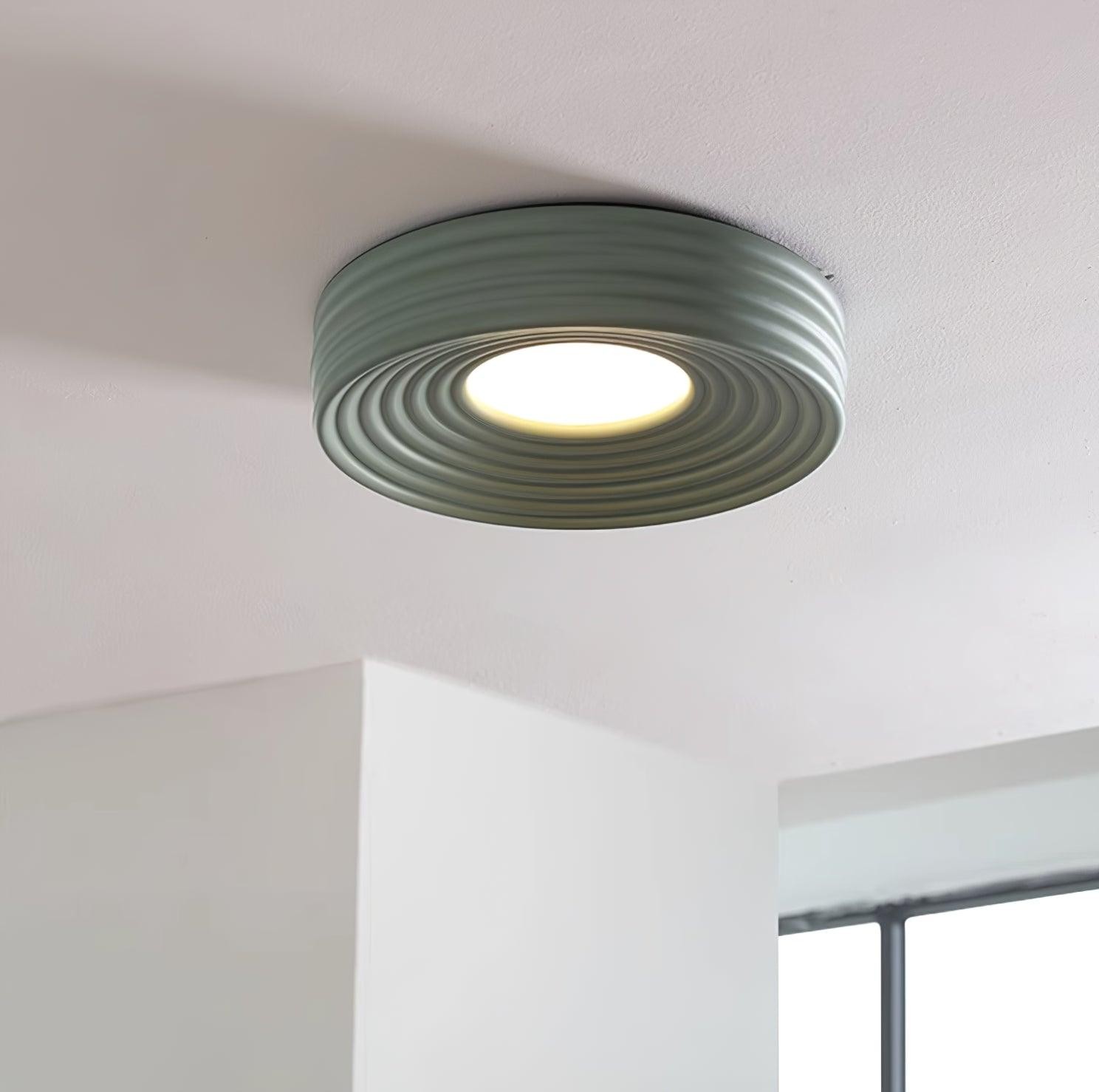 Cream Ribbed Three-color Changing Ceiling Light K337