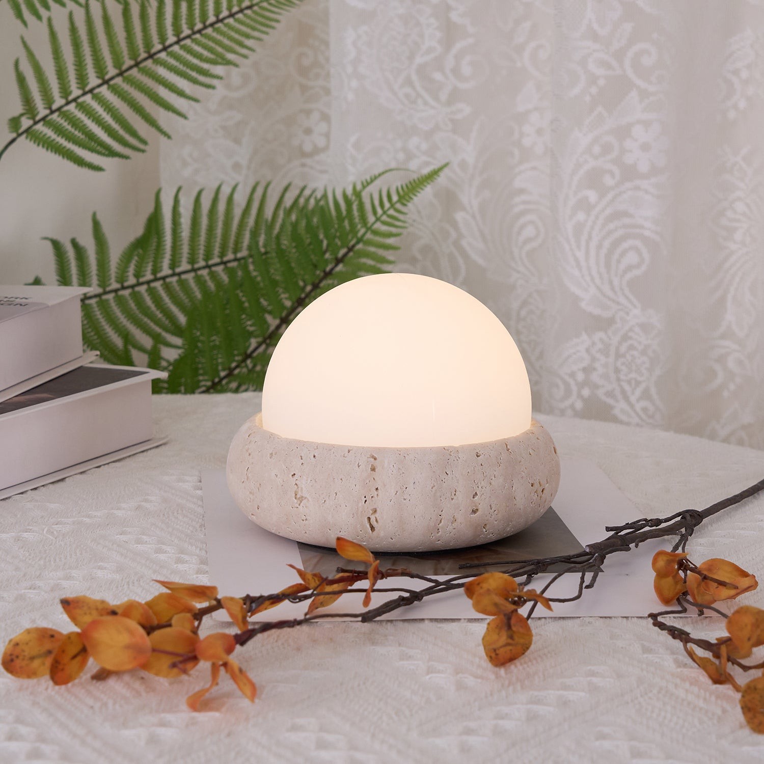 Modern Travertine Cute Mini Orb Table Lamp K853