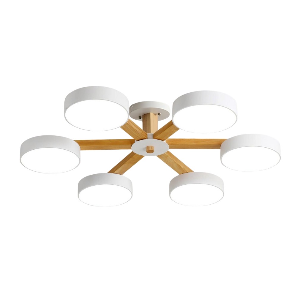 Multiple Round Wood Branched Ceiling Lamp K938